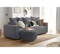 Pouf ENVY rond tissu bouclette doux gris foncé BOBOCHIC Gris foncé
