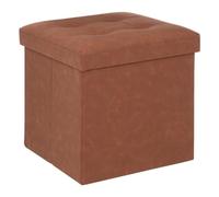 Pouf et Coffre de Rangement en Bois et revêtement Marron 38 x 38 cm - Atmosphera