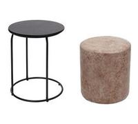Pouf et table d'appoint MENDLER HWC-K48 certifié MVG MDF métal similicuir brun Brun G