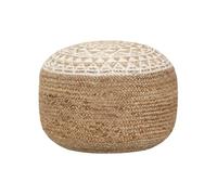vidaXL Pouf fait à la main – Repose-pied/tabouret jute Blanc 45x30 cm