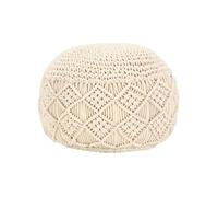 vidaXL Pouf macramé fait à la main 45 x 30 cm Coton Blanc