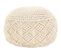 vidaXL Pouf macramé fait à la main 45 x 30 cm Coton Blanc