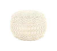 vidaXL Pouf en macramé fait à la main en coton 45x30 cm Blanc