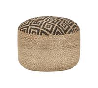 Pouf fait à la main Noir 45 x 30 cm Jute