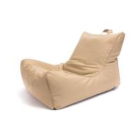 Pouf Fauteuil Chaise Longue Beige, salon intérieur et extérieur, tissu imperméable, pochette et poignée, Ecopuf