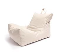 Pouf Fauteuil Chaise Longue Crème, salon intérieur et extérieur, tissu imperméable, pochette et poignée, Ecopuf