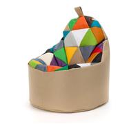 Pouf, Fauteuil, Patchwork, Poire, Extérieur, Relax, Tissu Imperméable, Chambre Enfant, Confort, Mix/Cappuccino, 70x70x75cm