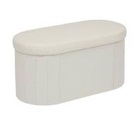 Pouf Fink ovale pliable 38x76cm blanc - Atmosphera Créateur d'intérieur