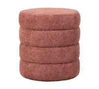 Pouf Fino beige vieux rose fourrure 42 x 42 x 46 cm
