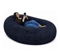 Pouf Géant Adulte XXL en Fausse Fourrure Côtelée,Housse Lavable (Bleu) | Tissu Certifié Oeko-Tex, Rembourrage Mousse, Housse Douce