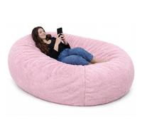 Pouf Géant Adulte XXL, Fausse Fourrure Côtelée,Housse Lavable (rose) | Tissu Certifié Oeko-Tex, Rembourrage Mousse, Housse Douce