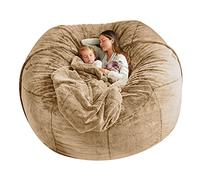 Pouf géant en fausse fourrure - Housse de canapé-lit ronde surdimensionnée, douce et moelleuse pour adultes - Meubles de salon confortables (sans rembourrage)