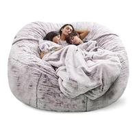 Pouf Géant Immense Housse 135/150/180cm De Diamètre Fourrure XXL Le Noir Ou Gris Ou Bleu avec Ultra Confortable, Canapé, Housses, Coussin (sans Remplissage)