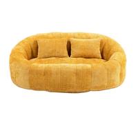 Pouf Géant Lazy Sofa Chenille, 2 Coussins, Sans Montage, 145x95x63cm, Jaune | Chenille douce, mousse à mémoire de forme, sans montage, 2 coussins inclus, charge 250 kg, 72h.