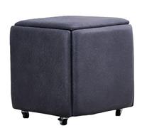 Pouf gigogne 5 en 1, chaise cube, tabourets empilables, banc ottoman carré en tissu technologique, repose-pieds avec roulettes pour chambre à coucher, salon, salle à manger