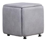 Pouf gigogne 5 en 1, chaise cube, tabourets empilables, banc ottoman carré en tissu technologique, repose-pieds avec roulettes pour chambre à coucher, salon, salle à manger