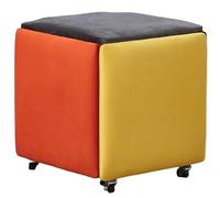 Pouf gigogne 5 en 1 en flanelle, repose-pieds carré, chaise cube avec roulettes, ottomane empilable pour chambre à coucher, salon