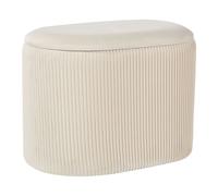 Pouf Glamour en Velours Rembourré avec Rangement Beige Clair Richland