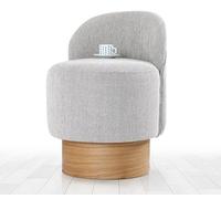 Pouf Gris élégant, Hauteur 66 cm, diamètre 47 cm, 50% Coton et 50% Lin, éponge orthopédique de 6 cm, Jambes en Bois, Parfait pour Les espaces de Vie Modernes