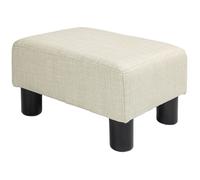 Pouf HOMCOM repose-pied tabouret bas en tissu de lin capacité de charge 110 Kg 40 x 30 x 24 cm beige