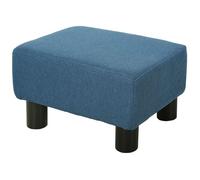 Pouf HOMCOM repose-pied tabouret bas en tissu de lin capacité de charge 110 Kg 40 x 30 x 24 cm bleu foncé
