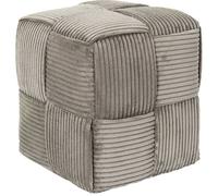HOME DECO FACTORY – Pouf Scott côtelé tressé Taupe 36x38x36 cm, élégant et confortable