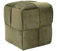HOME DECO FACTORY - Pouf Côtelé Tressé Design Moderne et Élégant - Confort Optimal - Polyvalent pour Salon ou Chambre - Dimensions 36x38x36 cm - Couleur Verte - Collection Scott
