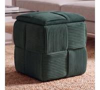 Pouf HWC-Q47, pouf ottomane rembourré, avec couvercle et compartiment de rangement, en Velours (260 g/m²) 43 x 40 x 40 cm vert