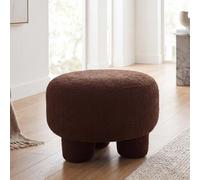 Pouf HWC-Q49, pouf ottoman rembourré, tissu bouclé (200 g/m²) 55 cm marron foncé
