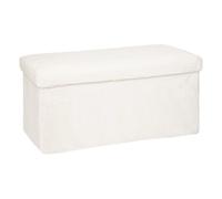 Atmosphera Pouf pliant Ezzio – Rectangulaire effet fourrure, bois – Blanc