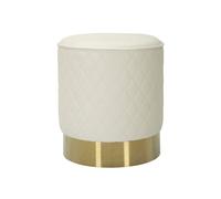 Pouf Matelassé "Sharon" 38cm Blanc & Or