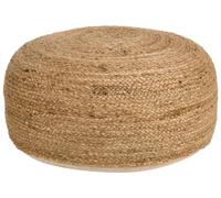 Pouf Moderne Bohème en Tricot Coton et Jute 70 x 70 cm Rembourré Billes EPS Beige Jutur