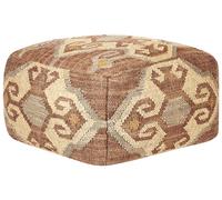 Pouf Moderne Carré avec Motif Géométrique Tissé en Jute Multicolore Urpad
