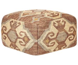 Pouf Moderne Carré avec Motif Géométrique Tissé en Jute Multicolore Urpad