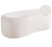 Pouf Moderne en Bouclé Rembourré avec Motif Blanc Cassé Bayard