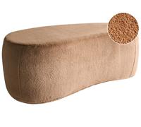 Pouf Moderne en Fausse Fourrure Rembourré avec Motif Uni Marron Bayard