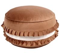 Pouf Moderne en Velours 50 x 50 x 30 cm Rond Rembourré EPS Forme de Macaron Acce