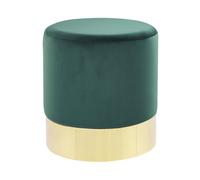 Pouf Moderne et Glamour ø 39 cm en Velours Vert Foncé et Base Dorée Sophia