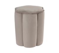 Pouf Moderne Rond 39 x 34 x 45 cm Repose-Pieds en Velours Rembourré Taupe Tappen