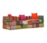 Pouf modulaire 3 places - vidaXL - Patchwork - Tissu - Multicolore
