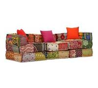vidaXL Pouf modulaire 3 places Patchwork tissu multicolore