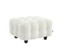 Pouf. module pour canapé. repose-pieds pour canapé 3 places en bouclette texturée crème L 69 x P 59 x H 48cm - Leon
