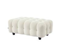 Pouf. module pour canapé. repose-pieds pour canapé d'angle 3 places en bouclette texturée crème L 115 x P 70 x H 48cm - Leon