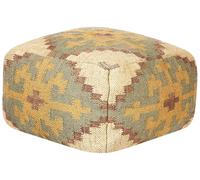 Pouf Multicolore en Jute 50 x 50 cm de Style Oriental Rembourré Fait Main Saron