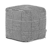 Pouf Noir et Blanc en Coton 40x40x40 cm Moelleux pour Chambre ou Salon Carré Pan