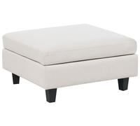 Pouf Ottoman en Tissu Beige Clair Bois d'Eucalyptus et Contreplaqué Rembour