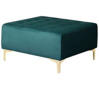 Pouf Ottoman en Velours Bleu Paon Soyeux Capitonnage Elégant Rembourré Aberdeen