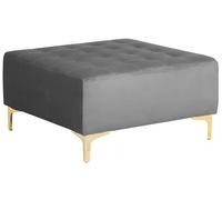 Pouf Ottoman en Velours Gris Soyeux Velouté Capitonnage Elégant Rembourré Aberde