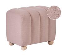 Pouf Ottoman Moderne à Rayures Tissu Bouclé Pieds en Bois Style Cottage Rétro Be