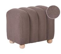 Pouf Ottoman Moderne à Rayures Tissu Bouclé Pieds en Bois Style Cottage Rétro Ma